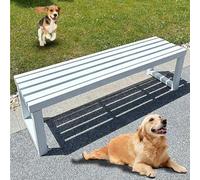 Panchina Da Giardino In Ferro Battuto Con Fori Di Fissaggio Riservati, Panca Da Esterno Senza Schienale, Seduta For 2-3 Persone For Parco, Scuola, Piazza(White,150cm)