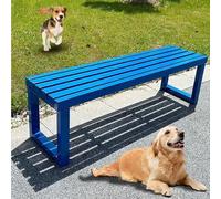 Panchina Da Giardino In Ferro Battuto Con Fori Di Fissaggio Riservati, Panca Da Esterno Senza Schienale, Seduta For 2-3 Persone For Parco, Scuola, Piazza(Blu,100cm)