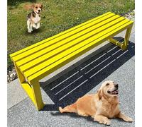 Panchina Da Giardino In Ferro Battuto Con Fori Di Fissaggio Riservati, Panca Da Esterno Senza Schienale, Seduta For 2-3 Persone For Parco, Scuola, Piazza(Yellow,150cm)