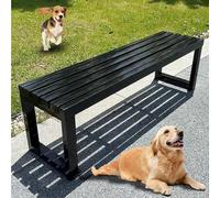 Panchina Da Giardino In Ferro Battuto Con Fori Di Fissaggio Riservati, Panca Da Esterno Senza Schienale, Seduta For 2-3 Persone For Parco, Scuola, Piazza(Nero,100cm)