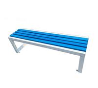 Panchina da giardino in legno con struttura in metallo per tutte le condizioni atmosferiche, capacità 390 kg, per 2 3 persone, per patio, balcone, prato, cortile, scuole, blu, 150 cm