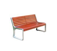 Panchina da giardino in legno massello con schienale, sedia da parco a due posti per comunità quadrata, struttura in acciaio inox, perfetta per spazi esterni