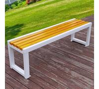 Panchina da giardino in metallo, per 2-3 persone, poltrona da patio, elegante pelliccia bianca e gialla, perfetta per cortile, veranda, balcone, e confortevole (150 x 40 x 45 cm)