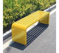 Panchina da giardino in metallo resistente, adatta per tutte le stagioni, capacità di carico 299,4 kg, panca gialla da parco per balcone, portico e cortile, comfort