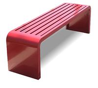 Panchina da giardino in metallo senza schienale, mobili da esterno per cortili, giardini e piscine, disponibile in 100/120/150/180 cm, colore: rosso, 150 x 40 x 45 cm