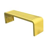 Panchina da giardino moderna in metallo, resistente a tutte le condizioni atmosferiche, con schienale scoperto, 1,5 m, gialla, per cortile, ingresso, parco e giardino