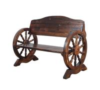 Panchina da Giardino per Esterni con Bracciolo dal Design Unico della Ruota del Carro, Mobili da Esterno per 2 Persone - Finitura in Legno Naturale per Portico, Giardino, Campagna, Cortile (Size : 14