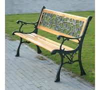 Panchina da giardino per esterni, con design rustico, seduta e schienale a doghe, perfetta per veranda, cortile e relax sul prato