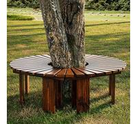 Panchina da giardino per esterni sgabello da relax avvolgente doghe panchine semicircolari senza schienale funzionali per arredo da esterno, sedute resistenti per tutte le stagioni(Marrone,Round)