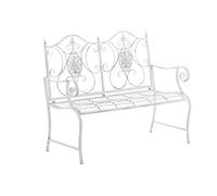 Panchina da Giardino Punjab in Ferro Laccato - Panca Nostalgica Alto Schienale - Panca Stile Rustico per Esterno - Panchina Rétro Resistente ca. 120x50cm, Colore:antico bianco