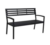 Panchina da Giardino Relaxdays, 2 posti, HxLxP: 88 x 128 x 59 cm, Metallo e WPC, Nera