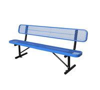 Panchina da giardino resistente alle intemperie da 2,4 m, per uso esterno, in metallo resistente, con schienale, ideale per patio, veranda, cortile, scuola, sport, chiesa e spogliatoi.