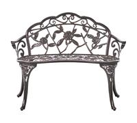 Panchina da giardino vintage in metallo alluminio 2 posti braccioli marrone scur