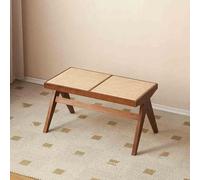 Panchina da ingresso in legno con seduta in rattan, design moderno in legno di quercia e vimini, perfetta per soggiorno, corridoio, decorazione rustica per la casa, soluzione elegante