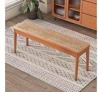 Panchina da ingresso in rattan intrecciato rustico - panca da pranzo in legno massello per 2 design rettangolare per soggiorno camera da letto o balcone - elegante arredamento per la casa