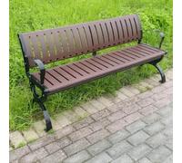 Panchina da Parco Esterna Listelli in Legno e Ghisa, Panchina per Terrazza | Con Schienale e Braccioli, Panchina Esterna per Giardini, Cortili e Parchi(B,180cm/70.9in)