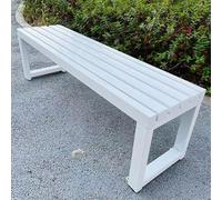 Panchina da Parco per Esterni, Moderna Panchina da Patio Senza Schienale, Seduta in Metallo Robusta e Resistente alle Intemperie per Giardino, Cortile(White,220cm/86.6in)