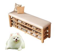 Panchina di scarpe Ingresso Spazzatura a 2 livelli con cuscinetto Organizzatore di scarpe per sedile imbottite stabile per l'ingresso, corridoio, soggiorno, camera da letto, armadio bianco 80cm