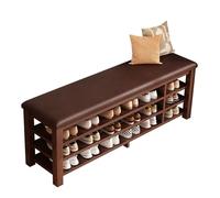 Panchina di stoccaggio di scarpe mobili di ingresso con sedile imbottita e organizzatore in legno massiccio di grande capacità per porta della sala frontale marrone 100cm