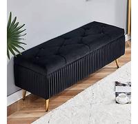 Panchina di stoccaggio in velluto moderno ottomana, ottomana imbottito con gambe in metallo dorato, ottomane trapuntato con deposito, panca da banco di fine letto per soggiorno camera da letto