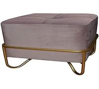 Panchina Dkd Home Decor Rosa Poliestere Schiuma Metallo Dorato Legno MDF (42 x 42 x 38 cm)