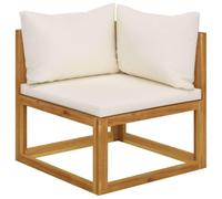 Panchina Giardino 2 Posti Legno Acacia con Cuscini Bianco Crema per Esterno | Legno massello di acacia, finitura a olio, resistente agli agenti atmosferici, 2 divani angolari componibili, tessuto 100%