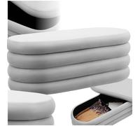 TecTake® Panca Contenitore Imbottita, 2 Grandi Scomparti di Stivaggio, Rivestimento In Velluto, Pouf Letto Stile Scandinavo, Camera da Letto, Salotto - Effetto Velluto Grigio, 45x110x42 cm