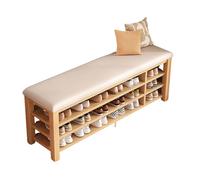 Panchina in legno in legno massiccio Pianto di stoccaggio di immersione con sedile imbottito in panchina per calottero di fango Organizzatore di scarpe da scarpe bianco 80cm