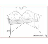 Panchina in metallo bianco con schienale sagomato con cigni cm 129 x 58 x 96 H