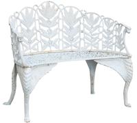 Panchina liberty in fusione di ghisa finitura bianca anticata