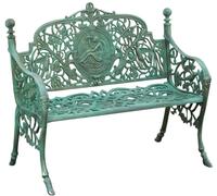 Panchina Liberty in ghisa finitura verde anticata L105xPR62xH90 cm