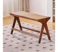 Panchina moderna in bambù di metà secolo con top intrecciato in rattan, ideale per ingresso, cucina o fine letto, soluzione di seduta in stile rustico