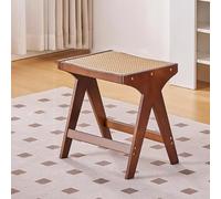 Panchina moderna in bambù di metà secolo con top intrecciato in rattan, ideale per ingresso, cucina o fine letto, soluzione di seduta in stile rustico