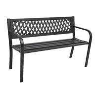PANCHINA PANCA DA GIARDINO ESTERNO IN METALLO NERO E PVC 3 POSTI 118x50x75cm