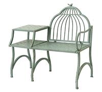 Panchina Panca da Giardino Panca da giardino for esterni da 37,4 "con tavolino a 2 livelli, panca for il tempo libero nel cortile in ferro rustico retrò, sedia da tavolino da balcone in metallo verde