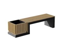 Panchina Panca da Giardino Panca in legno senza schienale con vaso di fiori, seduta multipla Plaza Public Rest, con piastra di base in acciaio, for sedie da esterno for portico, cortile, patio, parco
