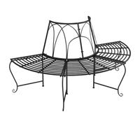 Panchina per Albero Semi Circolare in Acciaio Nero 159 cm | Acciaio resistente, design semicircolare, uso esterno, giardino, patio, cortile, assemblaggio facile, nero elegante