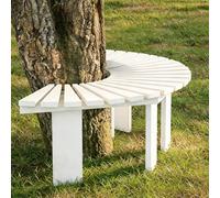 Panchina per albero semicircolare, resistente alle intemperie, avvolgente, per esterni, facile da montare, con doghe per patio e giardino, mobili da giardino e parco (bianco)