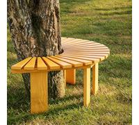 Panchina per albero semicircolare, resistente alle intemperie, con doghe per esterni, per patio e giardino, facile montaggio e drenaggio, in legno naturale, per parchi e cortili