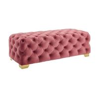 Panchina per finestra Panca da ingresso Panca imbottita in tessuto rustico for camera da letto Sedile con poggiapiedi ottomano trapuntato con bottoni Panche ai lati del letto(Pink,100*45*40cm)