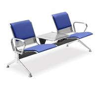 Panchina per sala d'attesa a 2 posti in pelle PU con tavolo e braccioli, facile da montare per ufficio, reception degli ospiti e uso aeroportuale