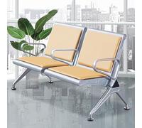 Panchina per sala d'attesa a 2 posti, in pelle PU, sedia per ospiti da ufficio con schienale e braccioli, spugna ad alta resilienza per il comfort, facile installazione