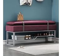 Panchina per scarpe in metallo con sedile in finto PU, moderna panca con imbottitura di scarpe con scarpone, panca per camera da letto panca per accento letto, panca del letto rettangolare, sgabello