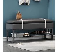 Panchina per scarpe in metallo con sedile in finto Pu, moderna panca per scarpe rivestite con scarponi, panca per camera da letto panca per accento letto, panca del letto rettangolare, sgabello di