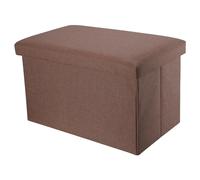 INTIRILIFE Pouf Pieghevole 78x38x38 cm in Marone Ambra - Cassapanca Cubo Contenitore Imbottito de Tessuto a l'Ottica Lino con Coperchio - Ottomane Poggapiedi Sgabello Panca Poltrona