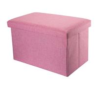 INTIRILIFE Pouf Pieghevole 78x38x38 cm in Rosa CILEGIA - Cassapanca Cubo Contenitore Imbottito de Tessuto a l'Ottica Lino con Coperchio - Ottomane Poggapiedi Sgabello Panca Poltrona