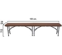 Panchina Pieghevole a valigia - 4 Gambe effetto Rattan Marrone Metallo/Pvc