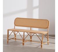 Panchina professionale a 2 posti in alluminio effetto bambù con intreccio in resina riciclata beige