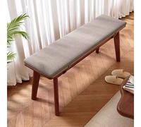 Panchina rustica in legno con cuscino, seduta da pranzo da 119,4 cm, per cucina, soggiorno, ingresso o balcone, elegante panca portaoggetti marrone per la decorazione della casa