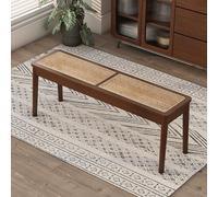 Panchina rustica in rattan intrecciato - seduta rettangolare per ingresso per 2 persone perfetta per soggiorno, camera da letto, balcone ed elegante arredamento per la casa